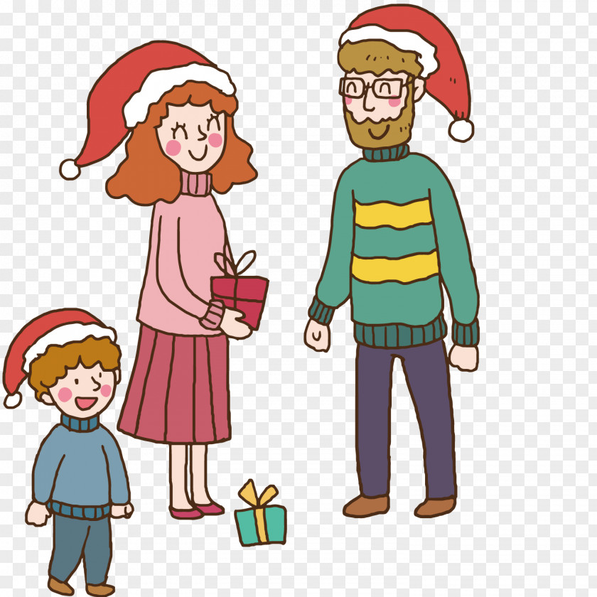 Family Gift Exchange Christmas Clip Art PNG
