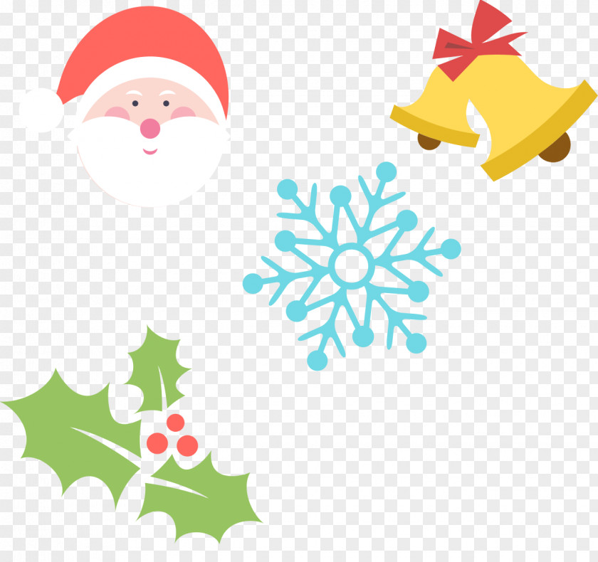 Hand-painted Santa Claus Cartoon Christmas Element Snowflakes Tree Icon PNG