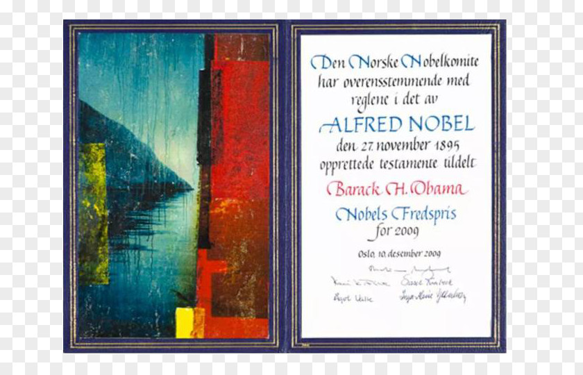 Obama Nobel Prize Certificate 2009 Peace 2014 PNG