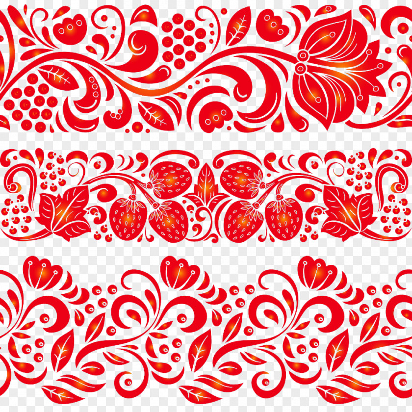 Red Pattern Silhouette Russia Khokhloma Drawing Illustration PNG