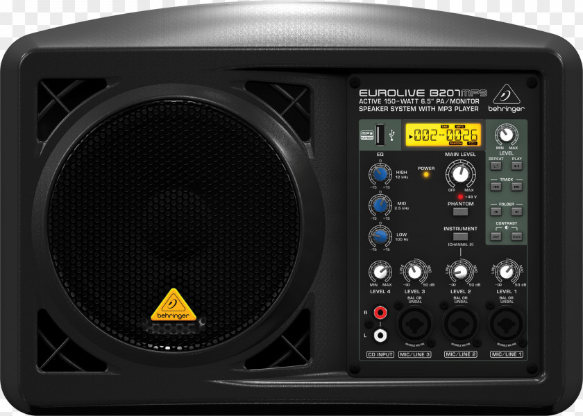 Sound System BEHRINGER Eurolive B207MP3 B2 Series Loudspeaker Public Address Systems PNG