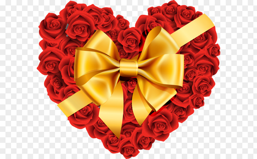 Gold Heart Rose Valentine's Day Clip Art PNG