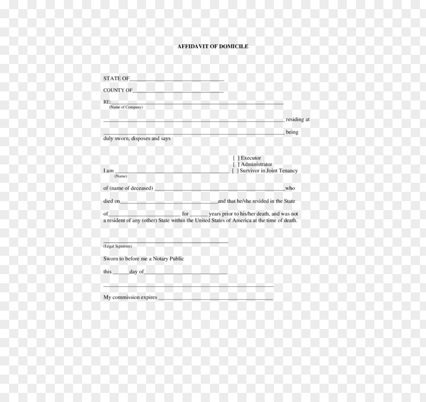 Document Affidavit Template Residency Notary PNG
