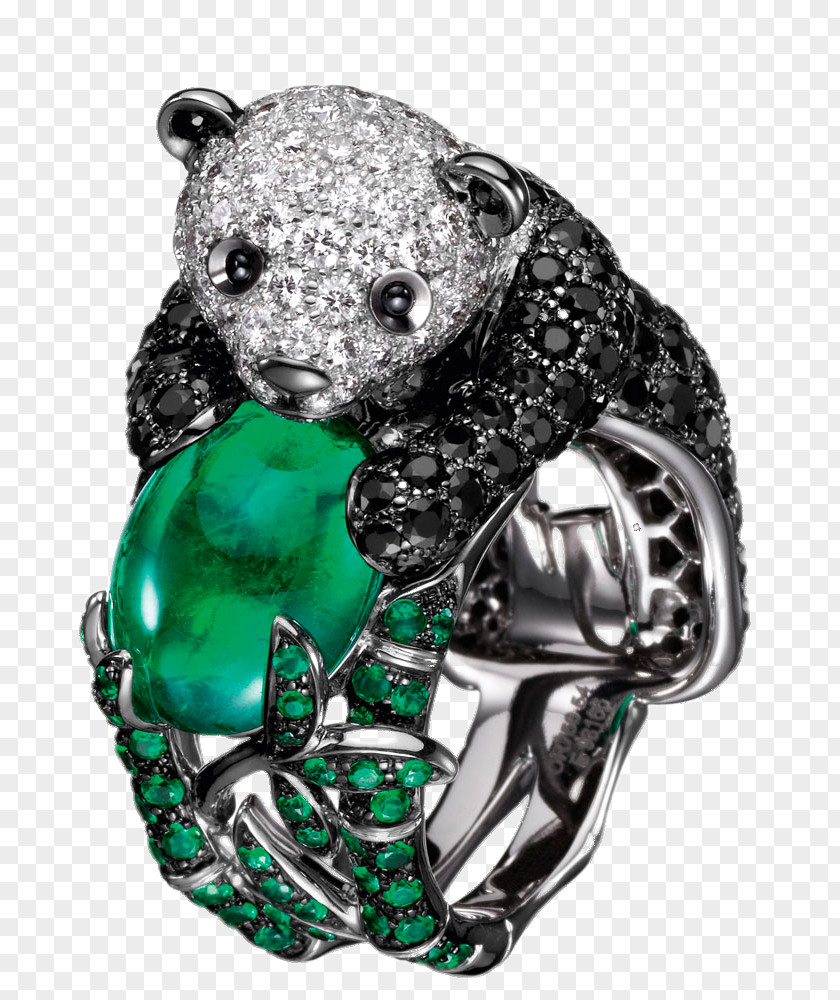 Emerald Panda Ring Giant Jewellery Boucheron Diamond PNG
