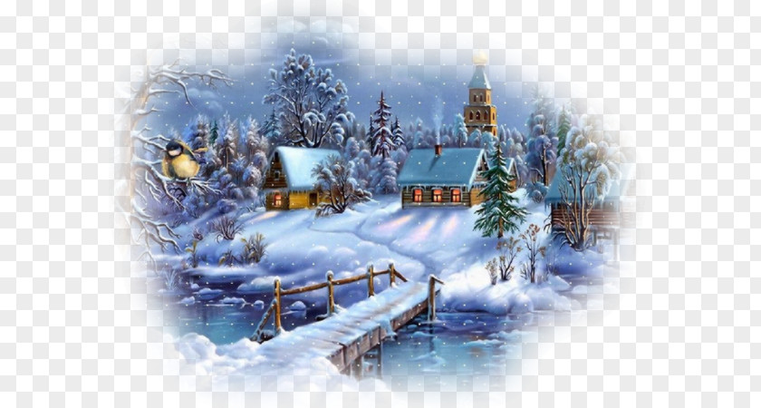 Village Scene Christmas Day Jack Frost Santa Claus Desktop Wallpaper Image PNG