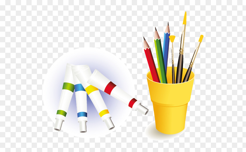 Watercolor Pen Color Element Vector Drawing Painting Palette Clip Art PNG