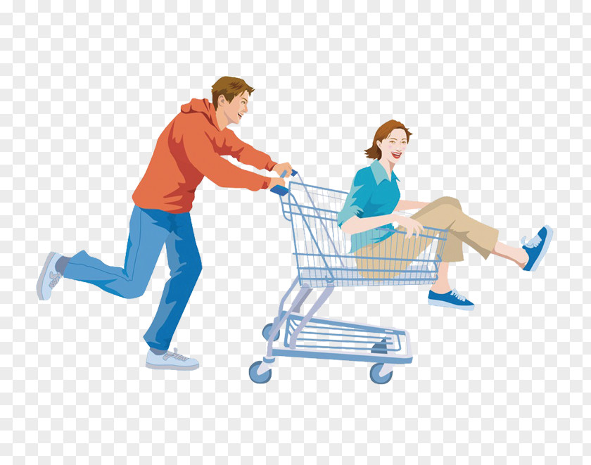 Shopping For Men And Women Cart Illustration PNG