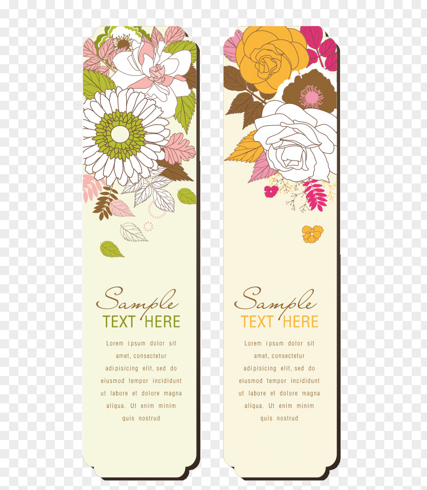 Vector Flowers Bookmarks PNG