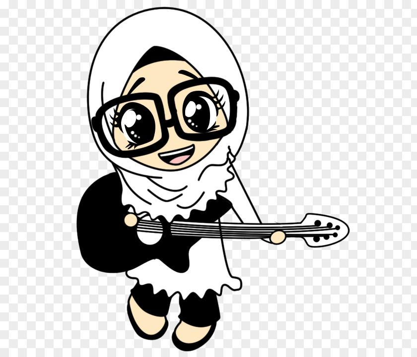 Guitar Cartoon Muslim Drawing Islam PNG