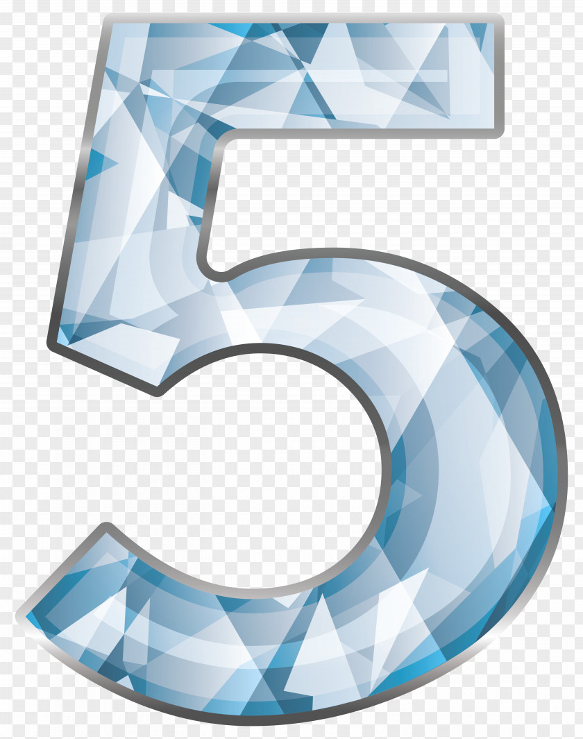 Crystal Number Five Clipart Image Numerical Digit Diamond Clip Art PNG