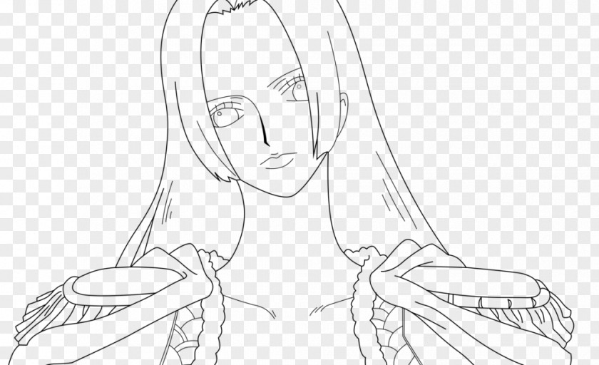 One Piece Line Art Boa Hancock Drawing Sketch PNG