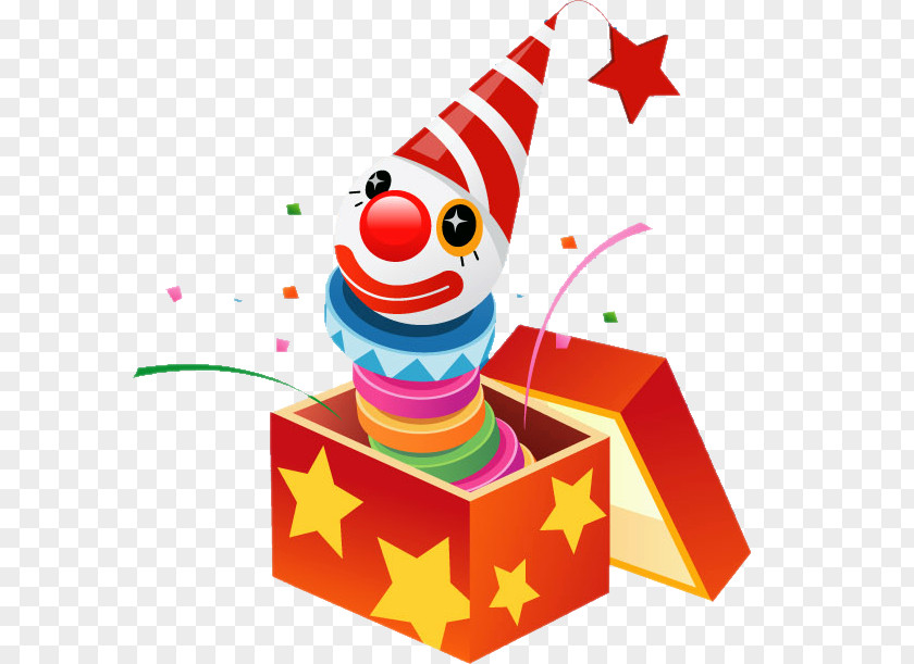Pop Out From The Gift Box Clown Christmas Lights Animation Card PNG