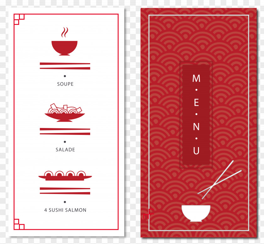 Vector Red Menu Card Table Sushi Japanese Cuisine PNG