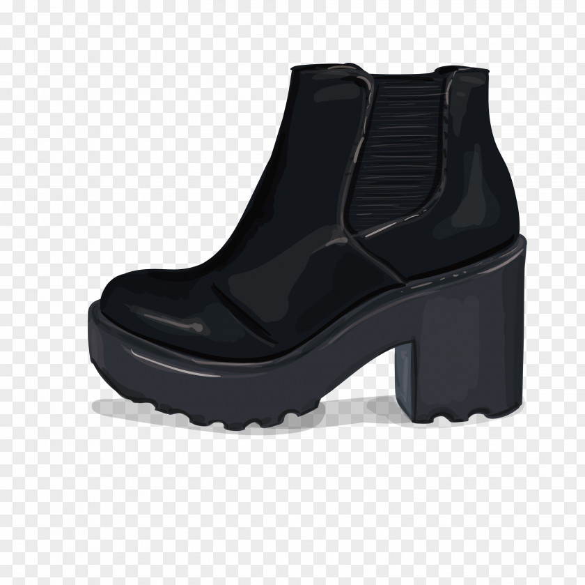 Black High-heeled Boots Boot Footwear Shoe PNG