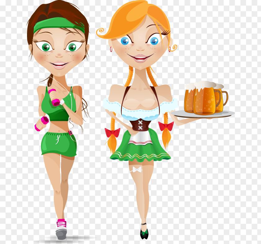 Running Waiter Cartoon Cute Beauty Cabbage Soup Diet Weight Gain Health Adipose Tissue PNG