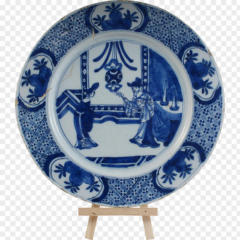 Chinoiserie Delftware 17th Century Porcelain Tableware PNG