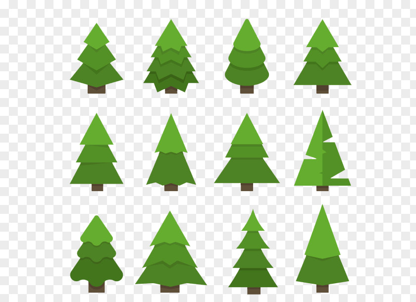 Geometric Shades Of Green Fir Tree Euclidean Vector Stock Illustration PNG