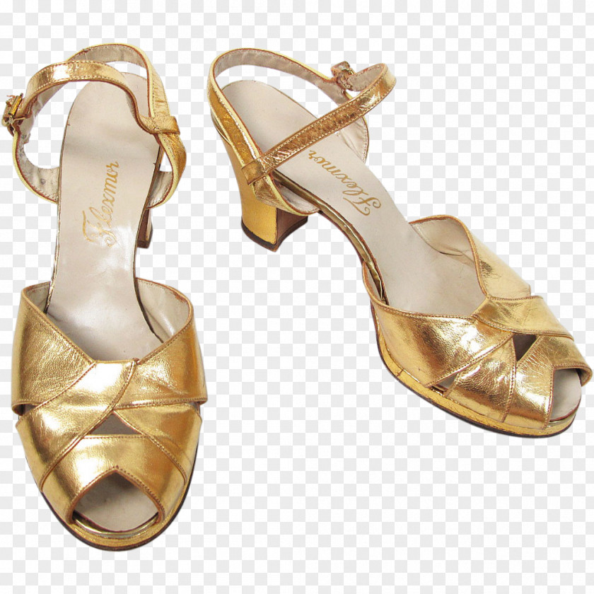 Gold Chunky Heel Shoes For Women Shoe Product Design Sandal Metal Beige PNG