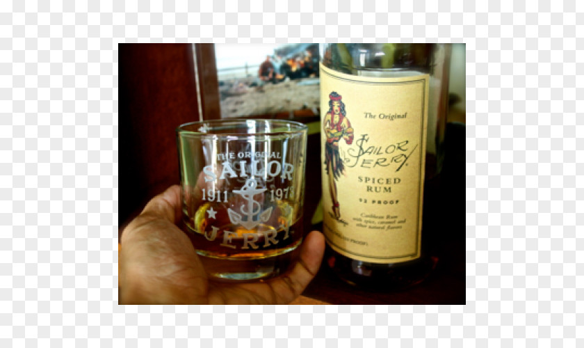 Glass Old Fashioned Sailor Jerry Rum On The Rocks Whiskey PNG