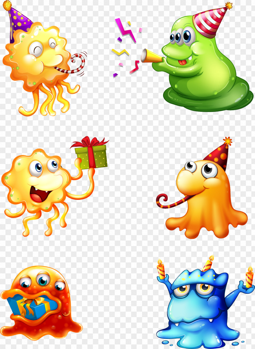 Vector Hand-painted Cartoon Little Monster Royalty-free Illustration PNG
