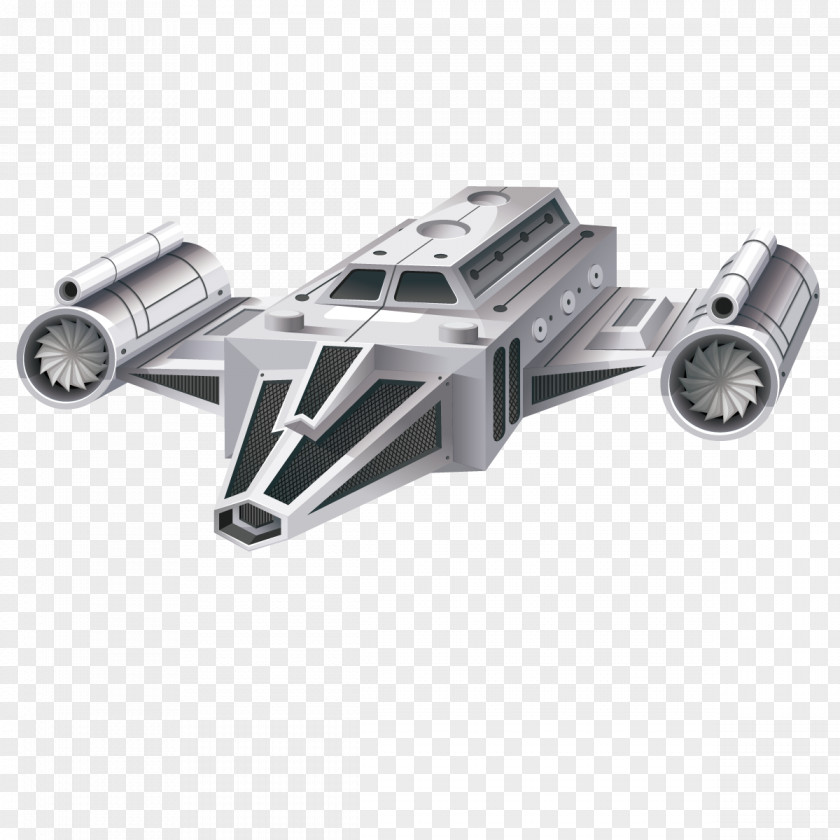 Vector Silver UFO Flight Spacecraft Illustration PNG