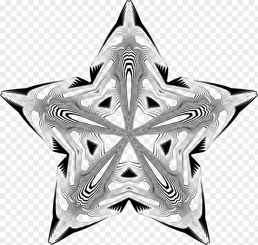 5 Star Symmetry Line Symbol Pattern PNG