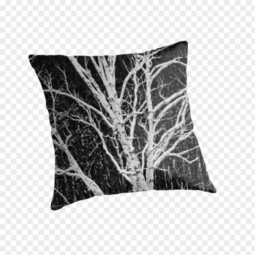Birch Trees Throw Pillows Cushion Black And White PNG