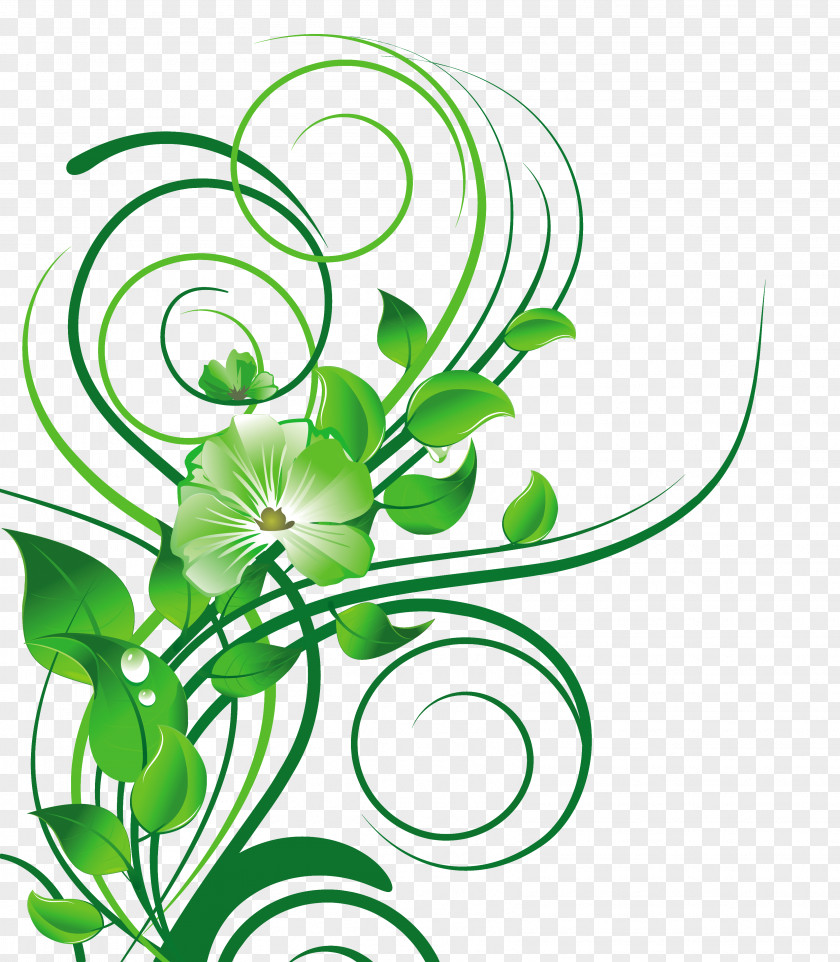 Green Vector Flower PNG