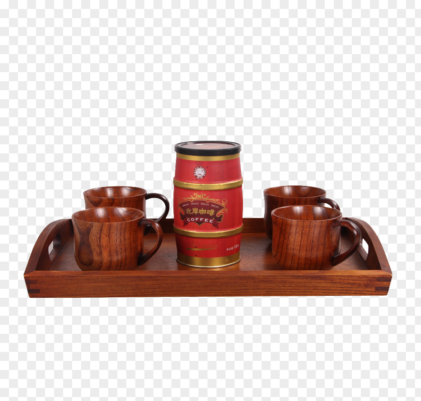 Tea Tray Teapot Coffee Cup Wood PNG