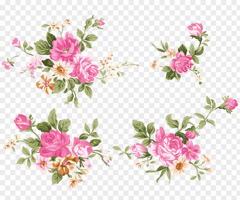 A Variety Of Decorative Patterns Pink Peony Clip Art PNG