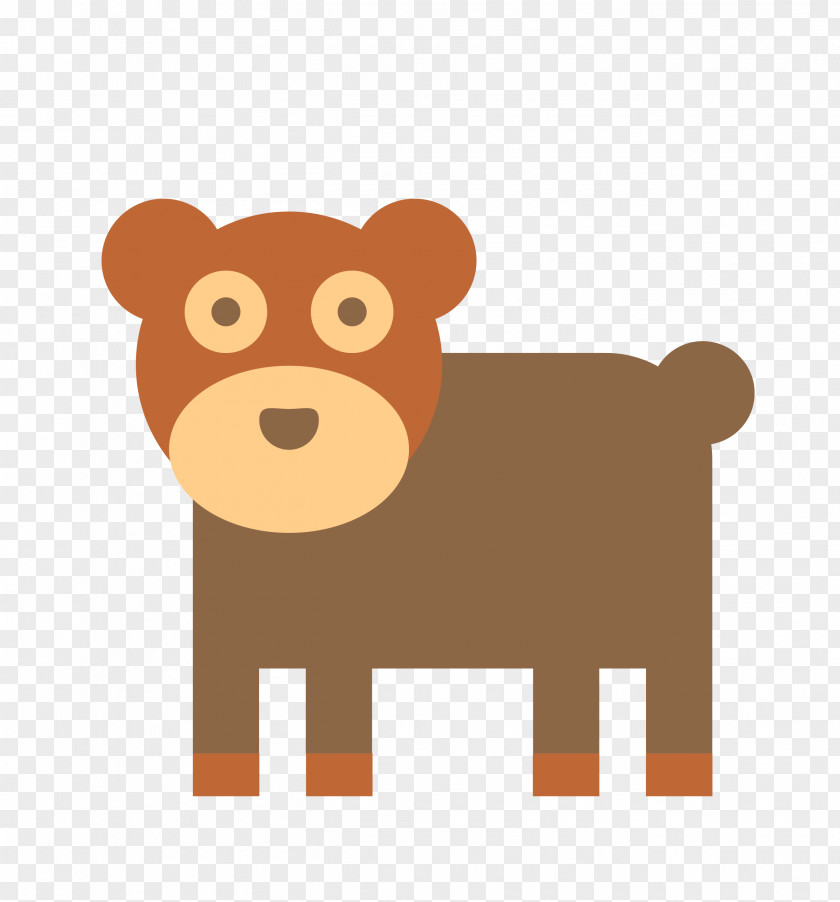 Flat Brown Cartoon Bear Drawing PNG