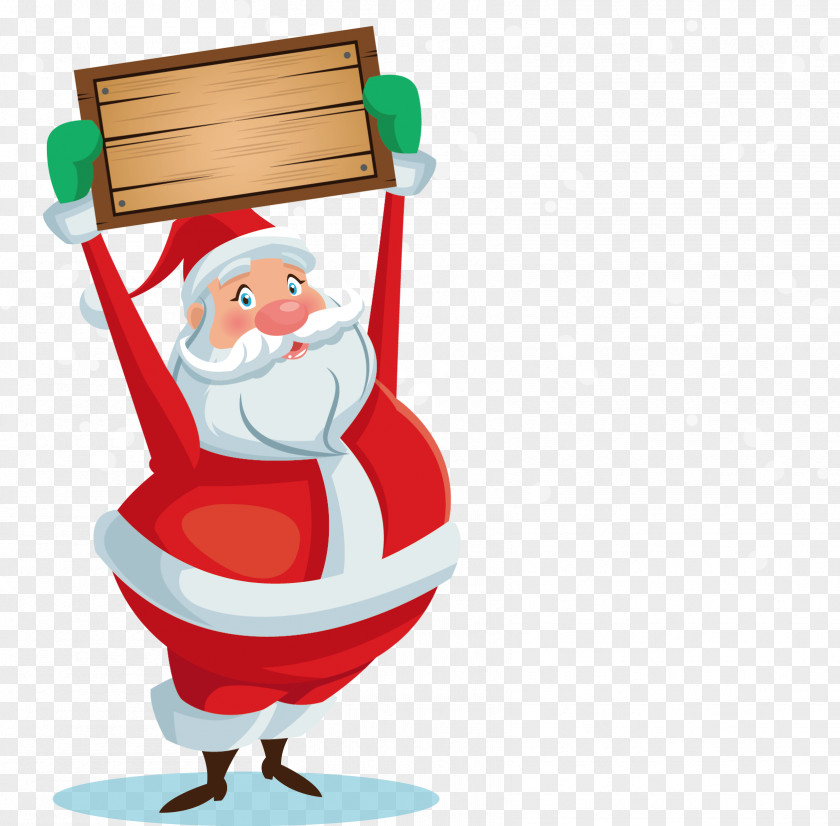 Cartoon Santa Placards Vector Claus Christmas Illustration PNG
