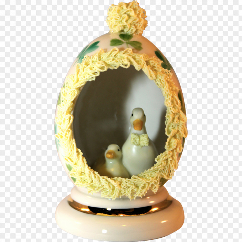 Hand-painted Delicate Lace Easter Egg Figurine PNG