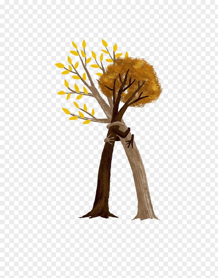 Hand-painted Tree Hugging PNG tree hugging clipart PNG