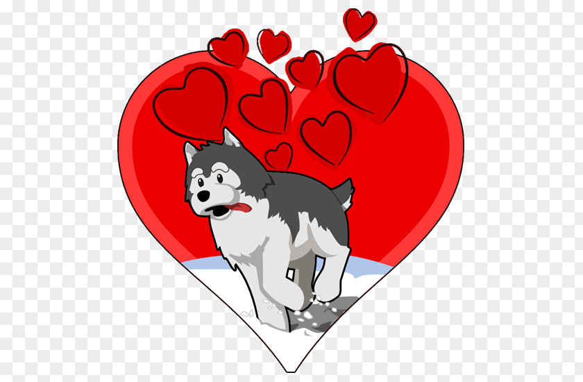 Valentines Celebration Siberian Husky Alaskan Puppy Clip Art PNG