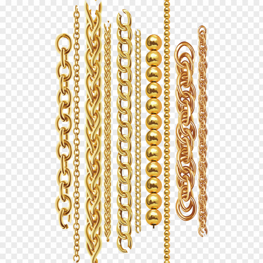 Vector Gold Chain Necklace Metal PNG