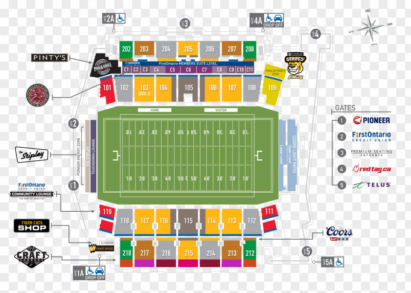 Map Tim Hortons Field 2017 Hamilton Tiger-Cats Season Canadian Football League Hall Of Fame PNG