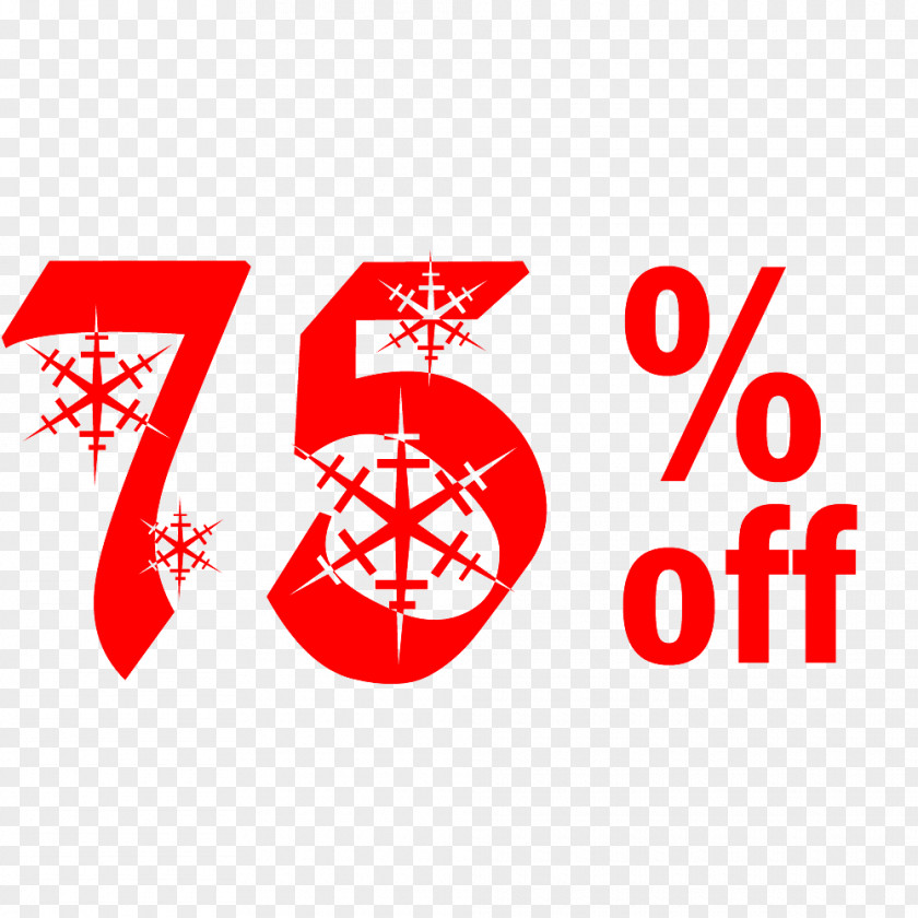 Snow Christmas Sale 75% Off Discount Tag. PNG