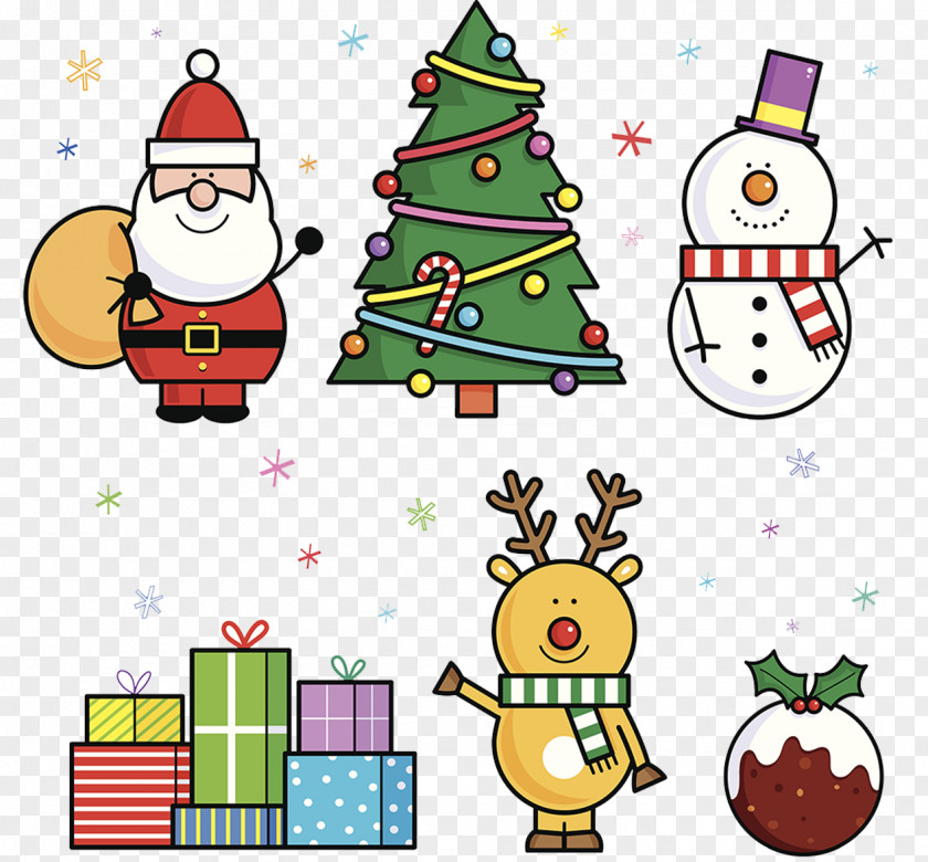 Christmas Cartoon Patterns Santa Claus Ornament Illustration PNG