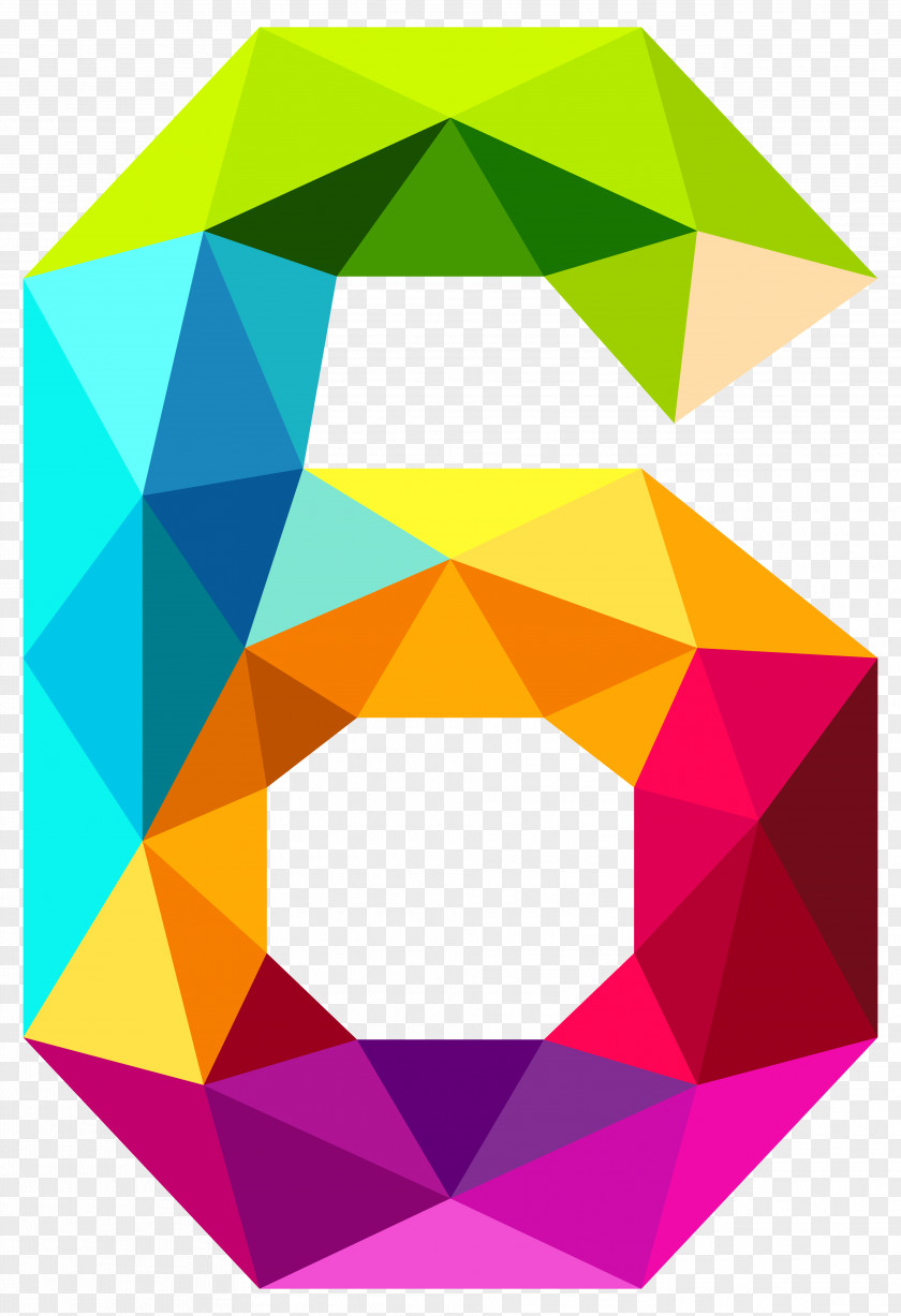 Colourful Triangles Number Six Clipart Image Clip Art PNG