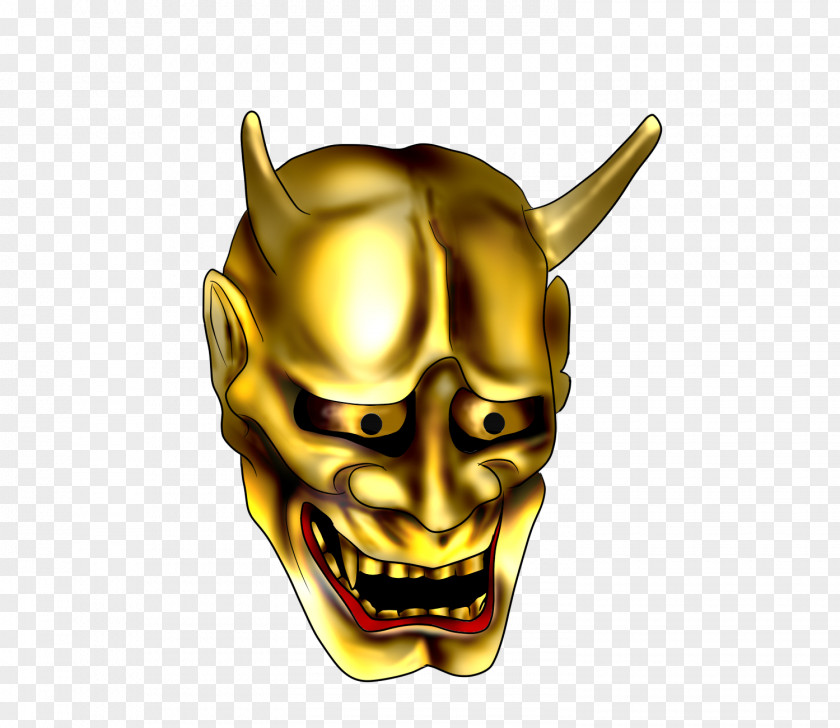 Golden Horn Figures Mask Pattern Illustration PNG