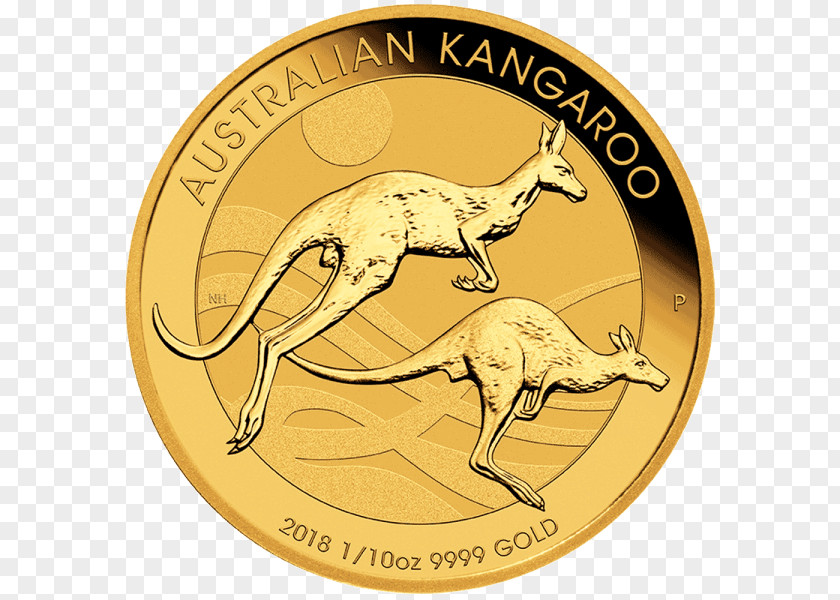Gold Perth Mint Australian Nugget Kangaroo Coin PNG