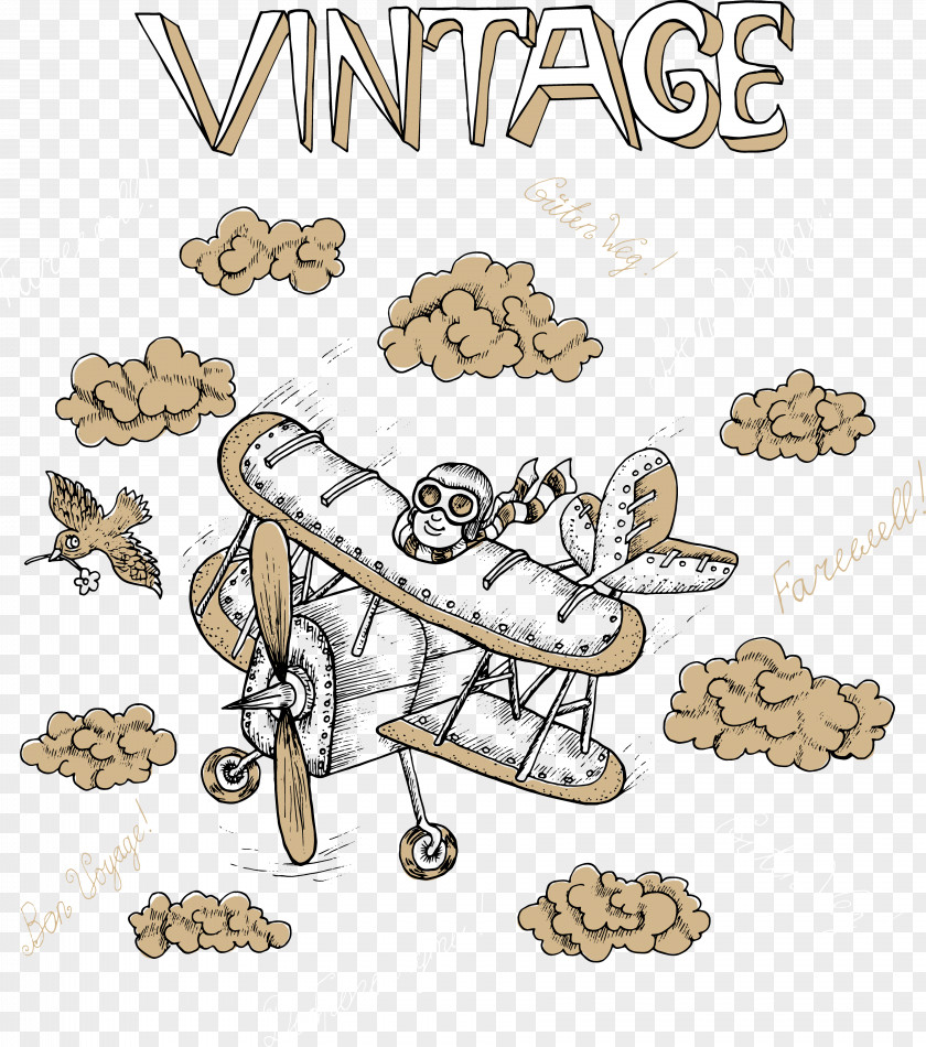 Kawaii Decorative Pilots And Aircraft Airplane 0506147919 PNG