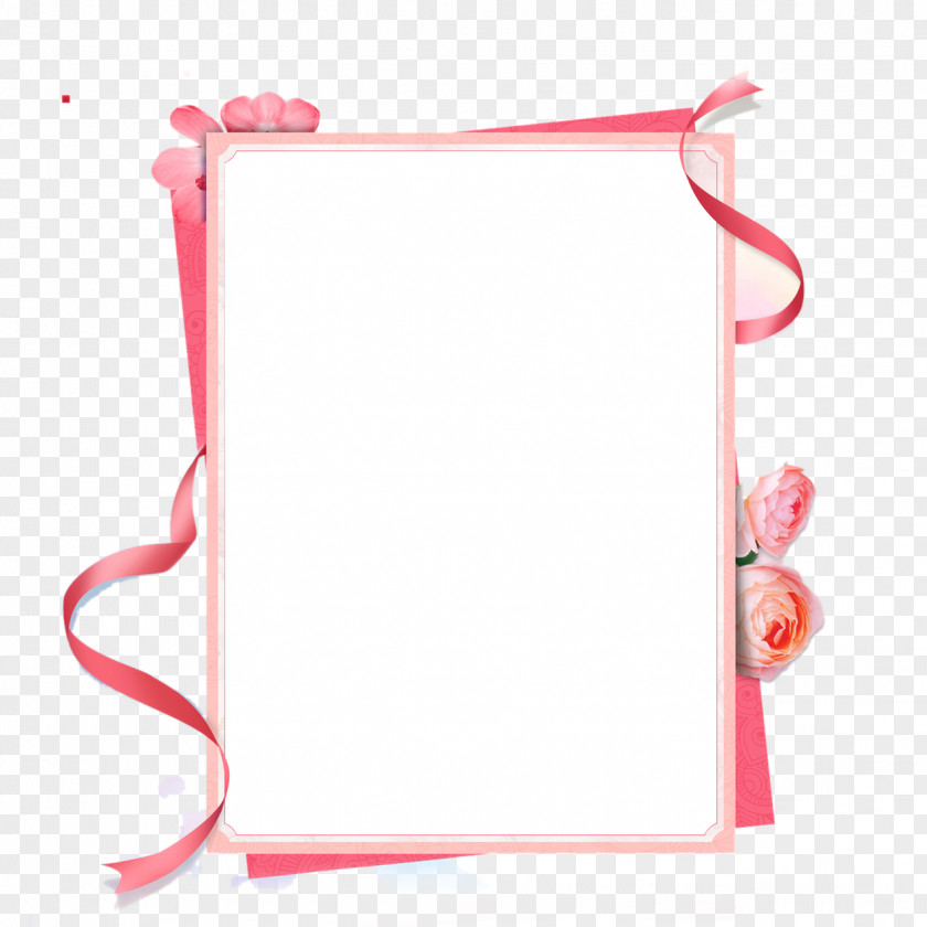Pink Ribbon Border Picture Frame PNG