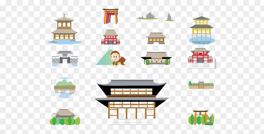 Cartoon Temple Japanese Architecture Building Illustration PNG