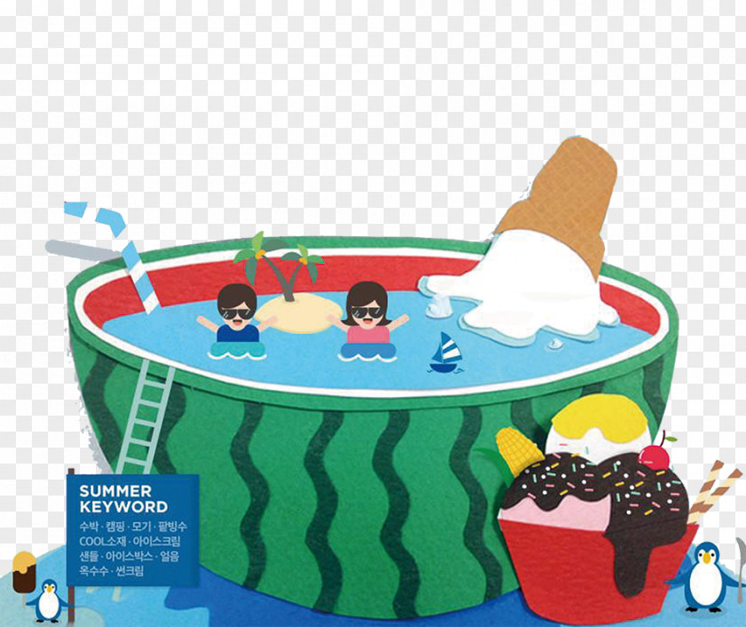 Watermelon Swimming Pool Cartoon PNG