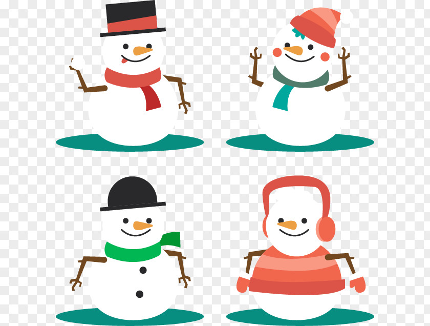 Four Cute Snowman Winter PNG