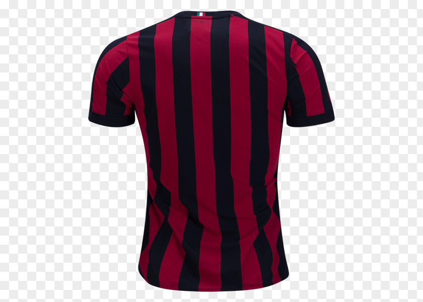 AC MILAN Maroon Sleeve Neck Shirt Product PNG