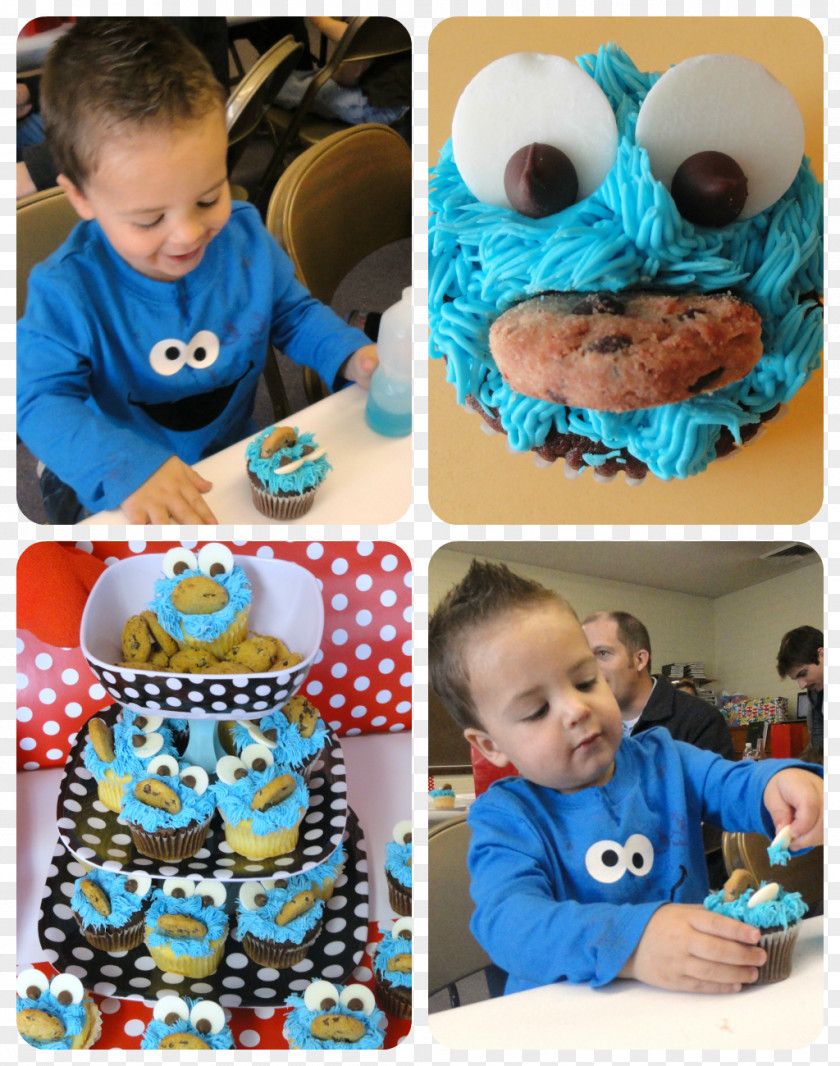 Sesame Elmo Street Cookie Monster Birthday Cupcake PNG