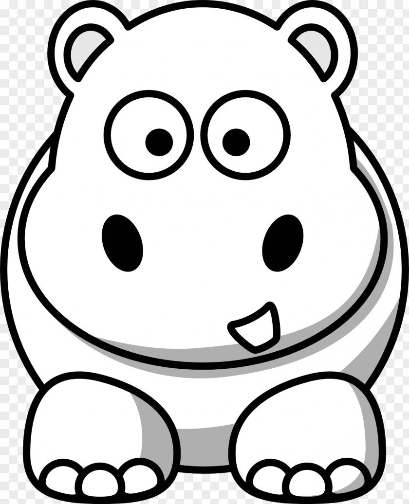 Hippopotamus Cliparts Black And White Cartoon Clip Art PNG